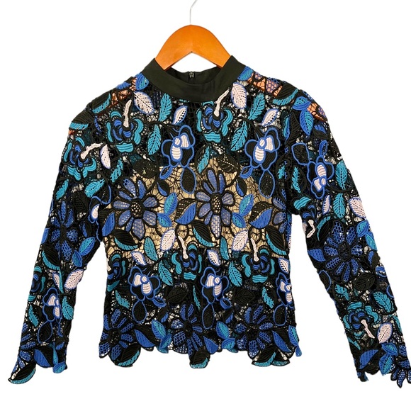 SELF PORTRAIT Garden Guipure Lace Blouse - Picture 4 of 12